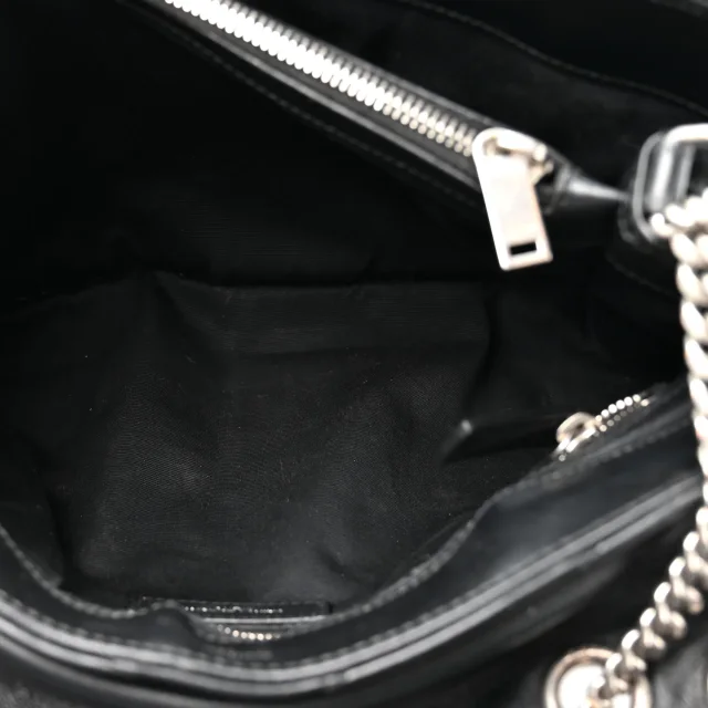 Saint Laurent Grain de Poudre Calfskin Y Quilted Monogram Medium Loulou Chain Satchel Black in Black Calfskin from FASHIONPHILE, photo 6 of 16