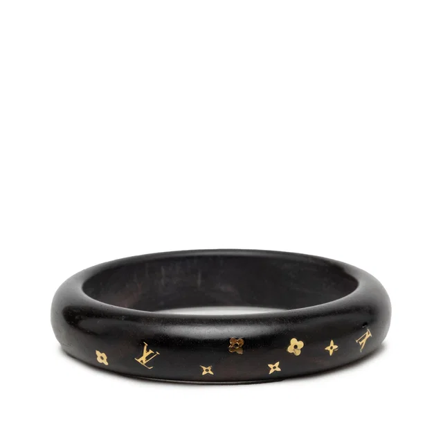 Black Louis Vuitton Monogram Tiger Wood Brass Sylvania Bangle Costume Bracelet in Black from Designer Revival