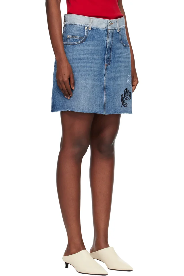 Marni Blue Stone Washed Patches Denim Miniskirt, photo 2 of 2 from SSENSE