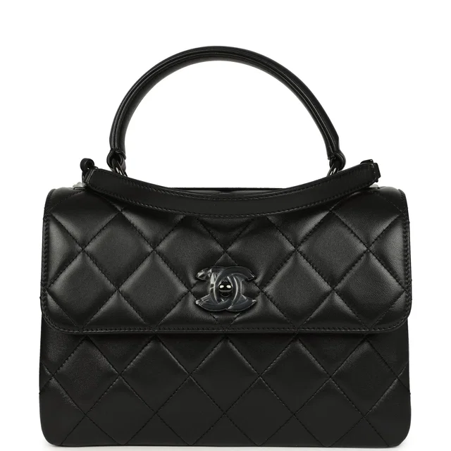 Chanel Medium Trendy CC Top Handle Flap So Black Lambskin Black Hardware in Black Lambskin from Madison Avenue Couture