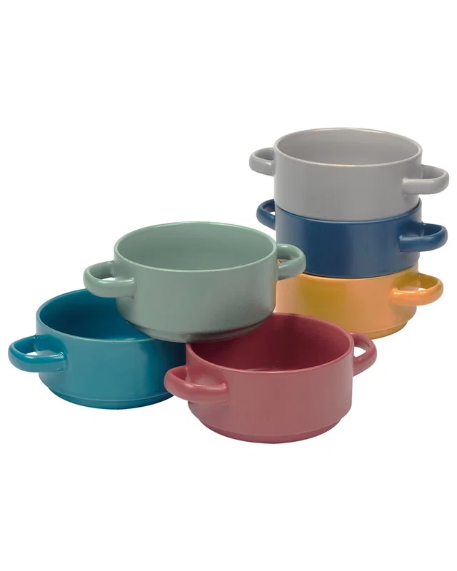 Certified International Set of 6 Stoneware Matte Glaze 22oz Soup Crocks, image 1 of 1 from Rue La La