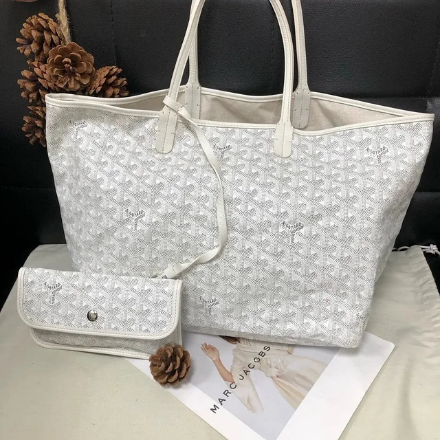 Goyard Saint Louis White Canvas Tote Bag Size in white Canvas from Grailed