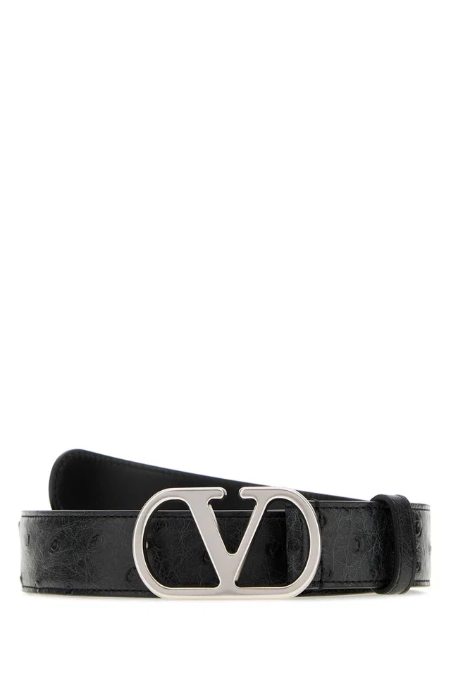 Valentino Garavani Vlogo Belt — Black in Black Crocodile from HEWI