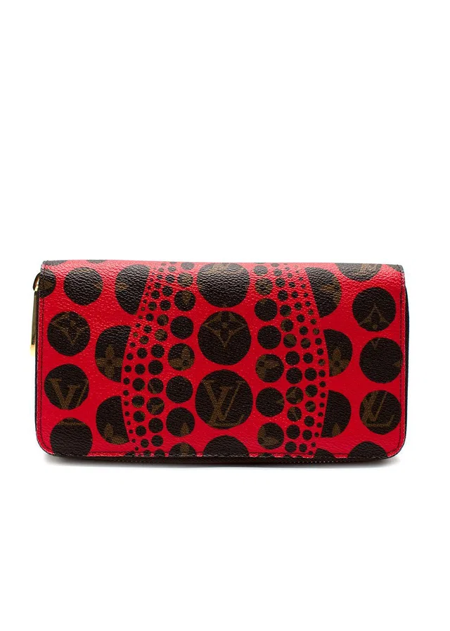 Louis Vuitton Red Monogram Kusama Pumpkin Dots Zippy Wallet in Red Coated canvas from HEWI