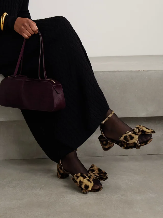 LOEFFLER RANDALL Carmen bow-embellished leopard-print velvet sandals, photo 2 of 2 from NET-A-PORTER (Canada)