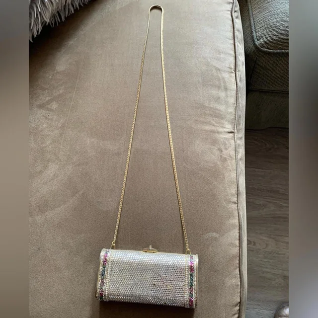 Judith Leiber Women's Bag - Silver/Gold in silver|gray|gold from Depop, photo 1 of 1
