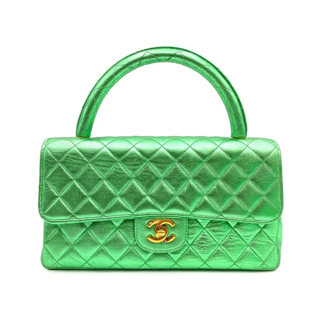Chanel Vintage Parent-child Bag Metallic Green Lamb Skin in Green from Luxury Promise, photo 2 of 2