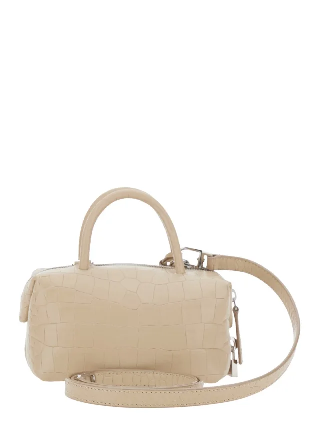 MAX MARA Beige 'Holdall' Small Handbag with Adjustable and Removable Shoulder Strap and Crocodile-Embossed Effect in Leather for Women in Beige 100% Lamb, photo 7 of 10 from Gaudenzi Boutique