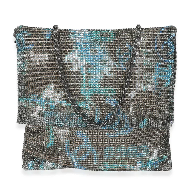 Chanel Silver Blue Graffiti Cc Chainmail Flap Bag Blue; Embellished Handbag in Blue from HEWI