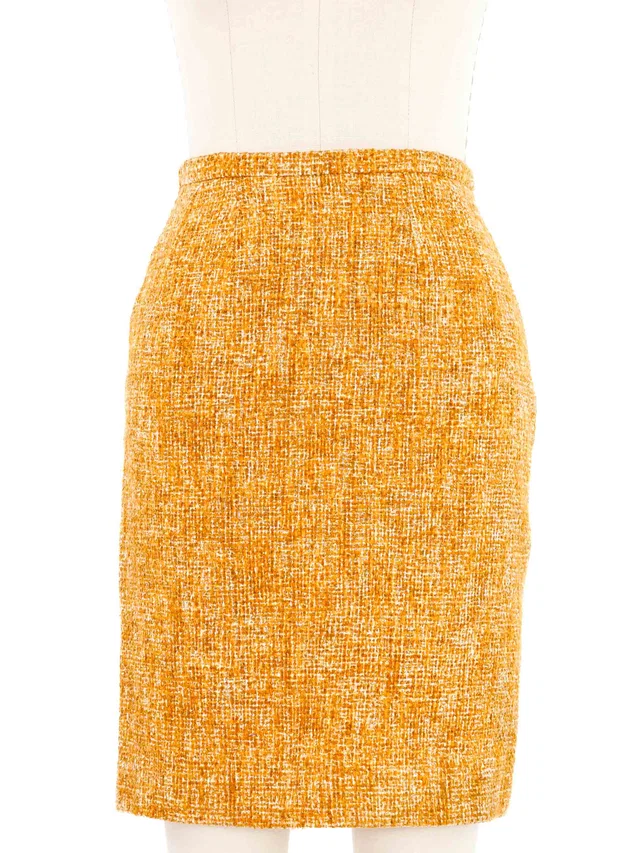 1996 Prada Orange Tweed Skirt in Orange Tweed from Arcade Vintage