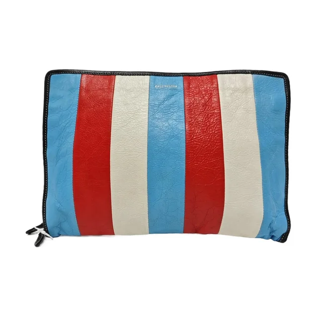 Balenciaga Bazar Striped Leather Clutch in multicolor Leather from Grailed