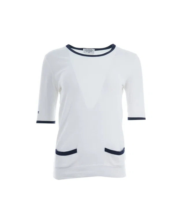 Chanel White Navy Top in White from Luxury Promise