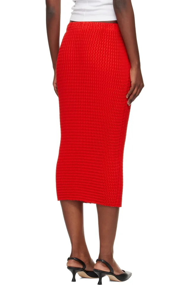 ISSEY MIYAKE Red October Spongy-58 Midi Skirt, photo 3 of 4 from SSENSE