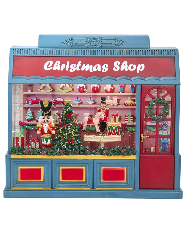Kurt Adler Enchanting 8.375-Inch Battery Operated USB LED Lighted Christmas Shop With Spinning Glitter Water in //asset2.ruecdn.com/images/sw/305030/3050303153_RLSW_blue.jpg, image 1 of 1 from Rue La La