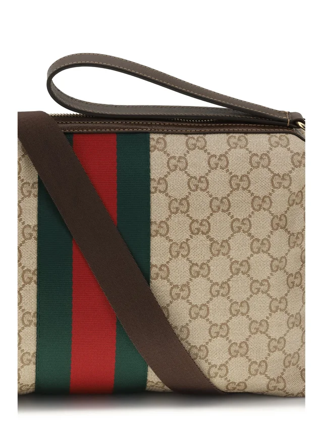 Gucci Coated Gg Canvas Web Stripe Shoulder Bag — Beige Fabric in Beige Canvas from HEWI, photo 2 of 2