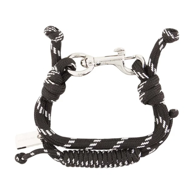 Balenciaga Malibu Cord Bracelet — Black Metal Bracelets in Black Woven leather from HEWI