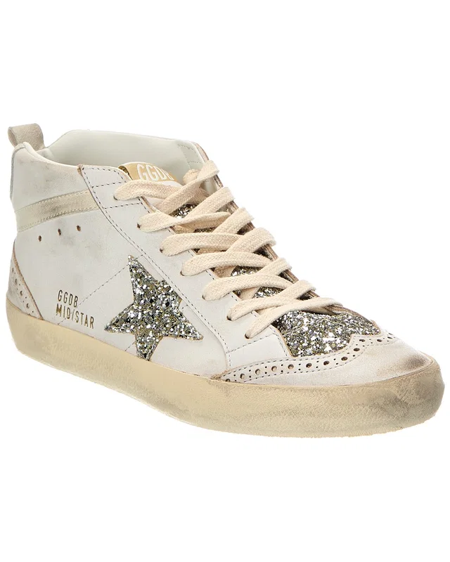 Golden Goose Mid Star Classic Glitter Leather & Suede Sneaker, image 1 of 1 from Gilt