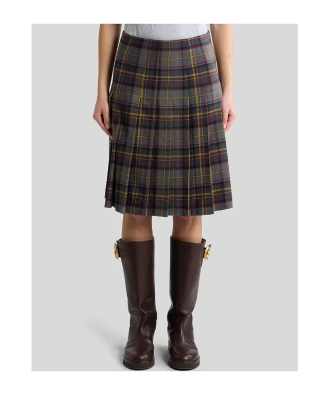 Etro PLEATED SHORT SKIRT IN STRETCH WOOL WITH CHECK MOTIF, photo 3 of 5 from SENSER