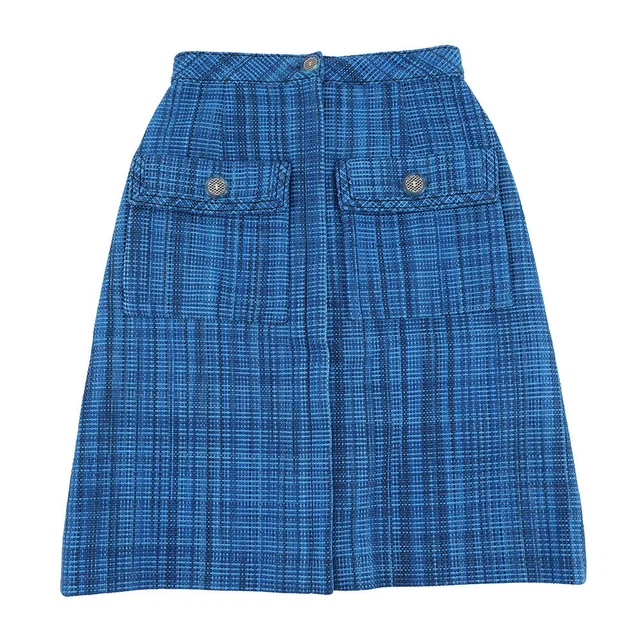 Chanel 2020 Resort Collection Checkered Tweed Skirt Size 34 BlueP62625 V46600 MG152 Cotton53% Wool35%… in Tweed from GALLERY RARE