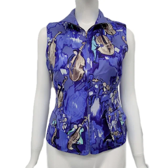 Hermès Concerto Vest 38 Blue in Blue Silk from The Reluxe