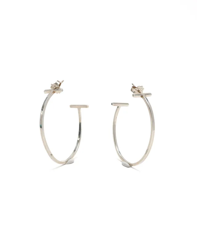 Tiffany & Co. T Wire Hoop Silver Earrings in Silver from A Retro Tale