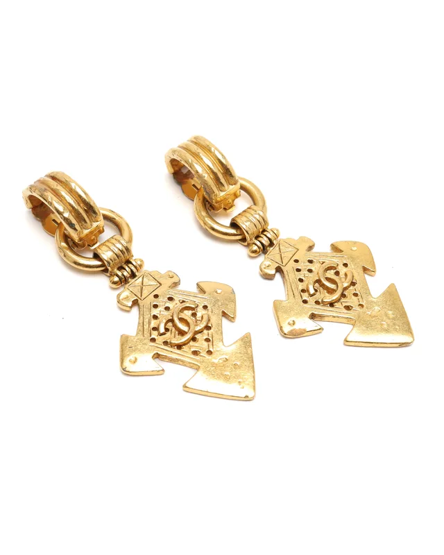 Chanel Coco Mark Dangling Clip-on Earrings from A Retro Tale, photo 3 of 5