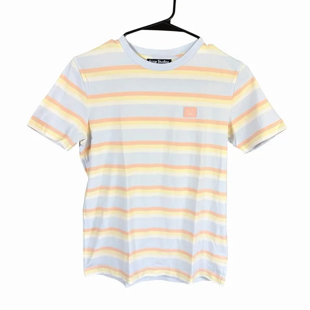 Acne Studios In Napa Face Womens Pastel Striped Tshirt Xs Blue Preppy Prep in blue from Poshmark