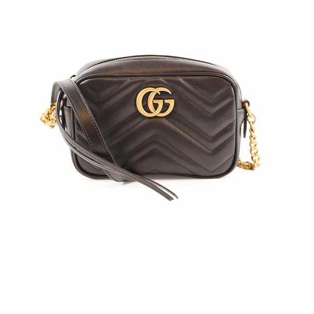 Gucci Mini Marmont Camera bag Black (2025) in Black Leather from The Purse Affair