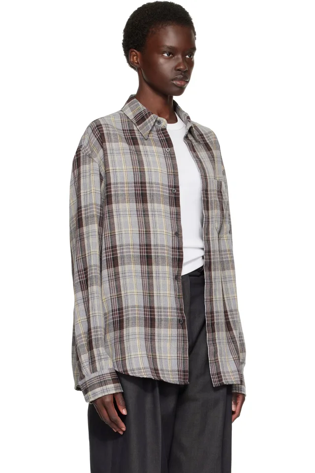 TONYWACK Gray & Brown Flannel Shirt, photo 2 of 4 from SSENSE