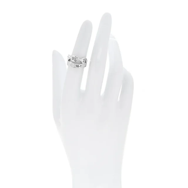Hermès 18K White Gold Kelly Diamond Double Tour Chaine d'Ancre Pave Ring 50 5. in White from FASHIONPHILE, photo 2 of 4