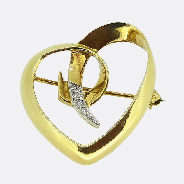 Tiffany & Co. Paloma Picasso Diamond Heart Brooch from The Vintage Jeweller