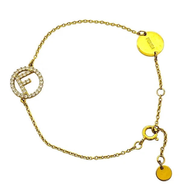 Fendi Is Bracelet Crystal Rhinestone Metal Gold in Gold from The Reluxe