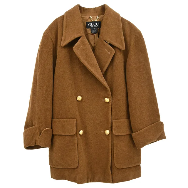 Gucci Double Breasted Jacket Brown #38 in Brown Wool from AMORE Vintage Tokyo