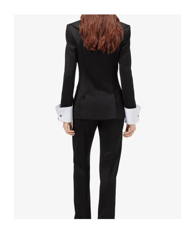 Alexander McQueen Women's Waterfall Collar Single-breasted Jacket in Black, photo 4 of 5 from SENSER