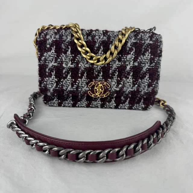 Chanel 19 Wallet on Chain Bag in Metal, wool tweed from Reowned