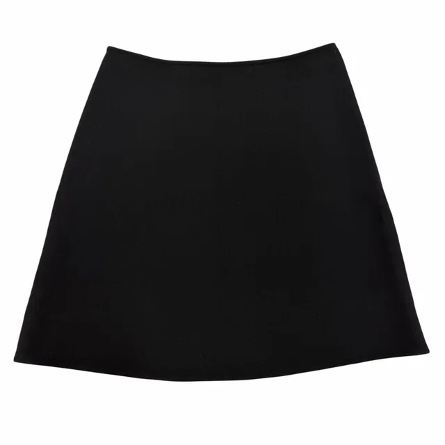 Hermès Back Motif Trapezoid Skirt Mini Black 36 in Black Wool from The Reluxe