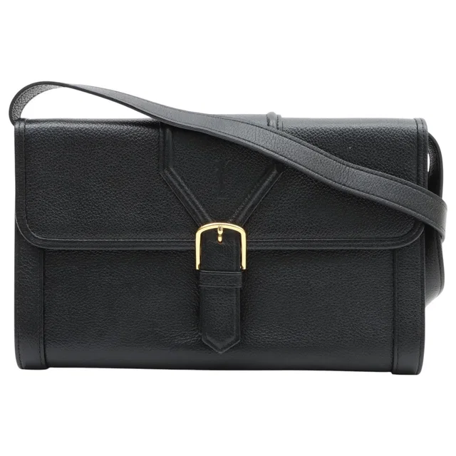 Saint Laurent Logo embossed 2-way bag in black in Black Leather from VINTAGE QOO TOKYO