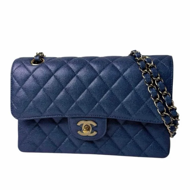 Chanel Quilted 23 Caviar Leather Double Flap Shoulder Bag in Caviar leather from The Reluxe