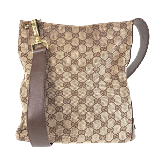 Gucci Beige Brown Gold Leather Shoulder Bag in Brown Leather from The Reluxe