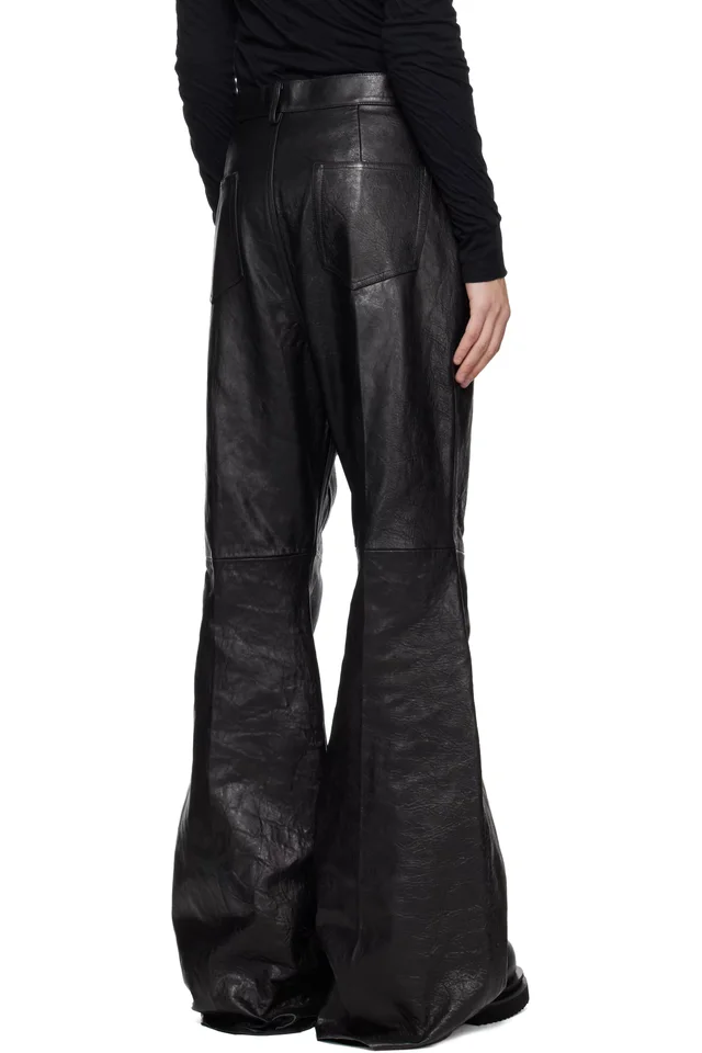 Rick Owens Black Temple Bolan Bootcut Leather Pants, photo 3 of 4 from SSENSE