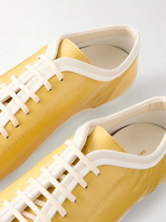 DRIES VAN NOTEN Leather sneakers in yellow 80% Leather 20% Various Materials, photo 5 of 6 from NET-A-PORTER (Canada)