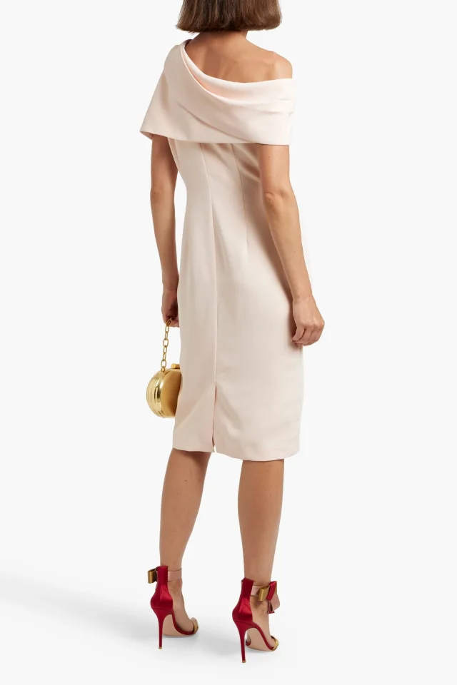 Badgley Mischka One-Shoulder Draped Crepe Dress, photo 3 of 4 from THE OUTNET