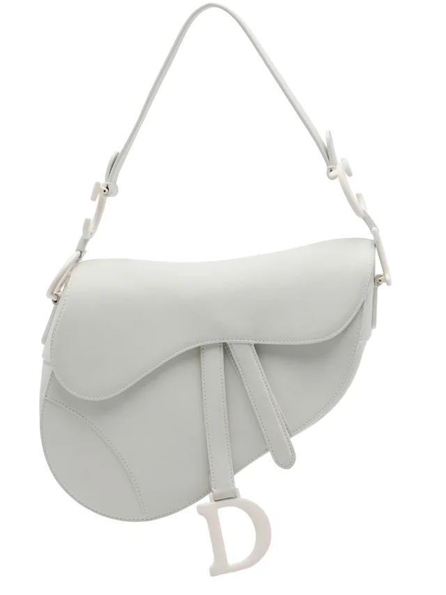 Dior Pre-Owned 2020 Ultra Matte Calfskin Saddle Bag Shoulder Bag | White | FARFETCH in White Calfskin from Farfetch