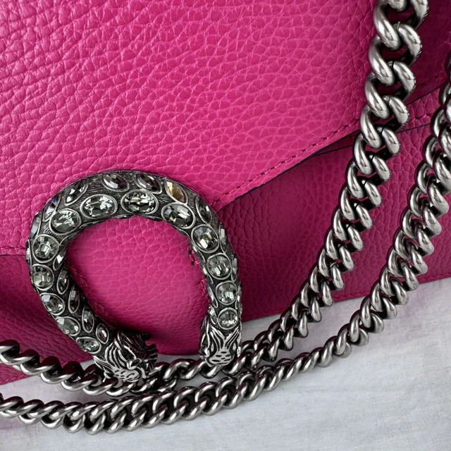 Gucci Bubble Pink Small Dionysus Bag in Pink Canvas, Crystal, grained calfskin, Metal, ruthenium, swarovski crystals from Reowned, photo 2 of 2