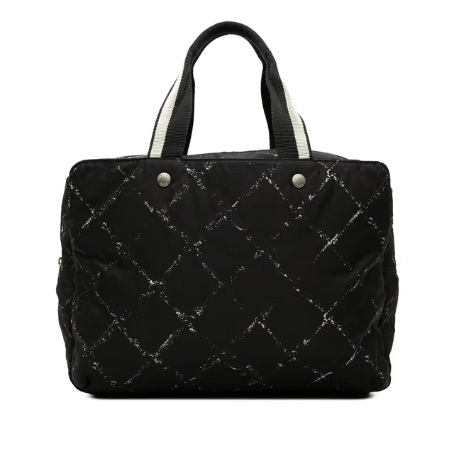 Black Chanel Old Travel Line Nylon Handbag in Black Nylon from Designer Revival