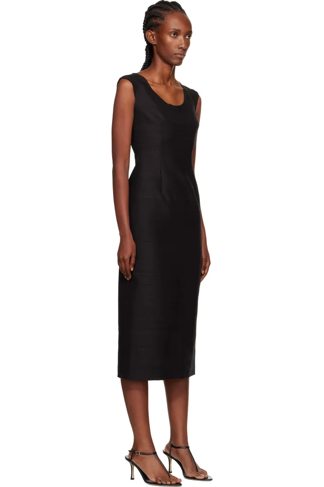 GIA STUDIOS Black Sabrina Midi Dress, photo 2 of 4 from SSENSE