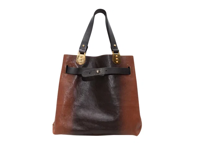 Brown & Black Christian Louboutin Ombre Ponyhair-Lined Handbag in Black Leather from Designer Revival