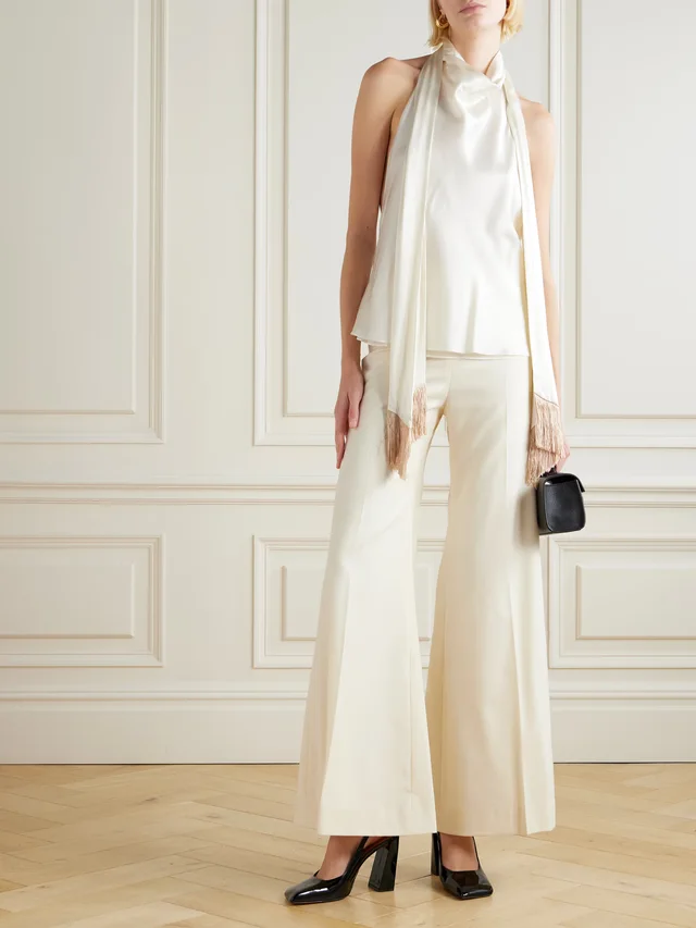 NINA RICCI Wool-gabardine flared pants in Beige, photo 2 of 2 from NET-A-PORTER (Canada)
