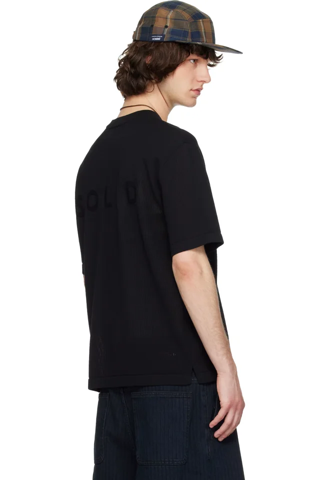 Solid Homme Black Knit T-shirt, photo 3 of 4 from SSENSE