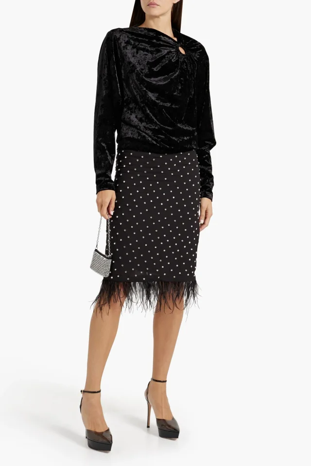 Isabel Marant Guilazia Cutout Crushed-Velvet Top in Black, photo 2 of 8 from THE OUTNET